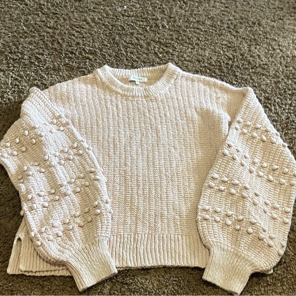 Madewell Blush Bobble Sleeve Pullover Sweater Sz M - Picture 5 of 8